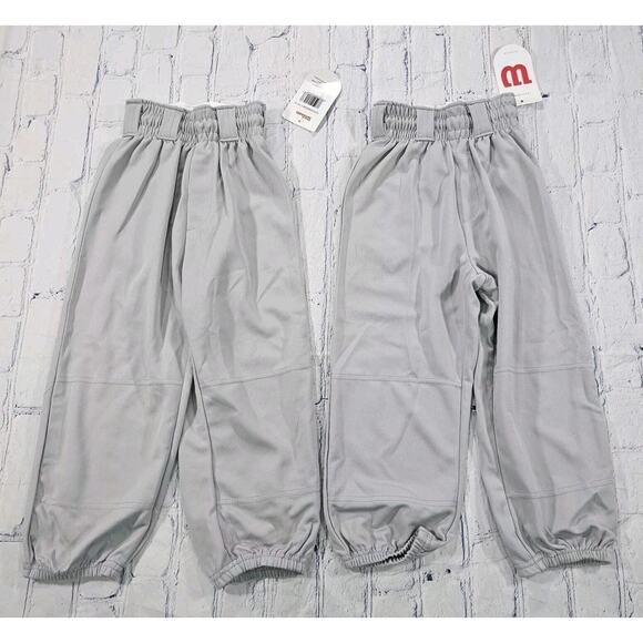 LOT OF 2 Wilson KIDS SIZE XS Gray Baseball Softball Pants - Picture 1 of 12